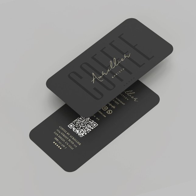 Modernes Berufliches Barista Coffee Shop Black Gol Visitenkarte (Modern Professional Barista Coffee Shop Black Gold Business Card
)