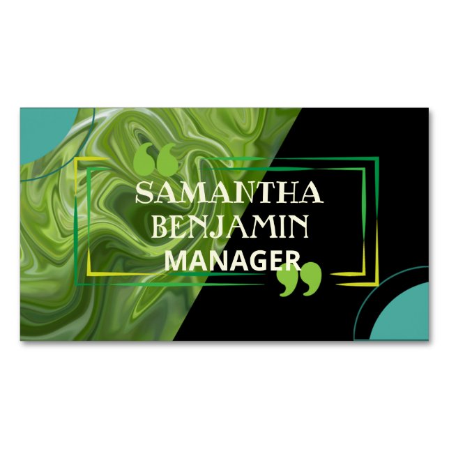 Modernes Berufliches Classic Green Black Magnetische Visitenkarte (Vorderseite)
