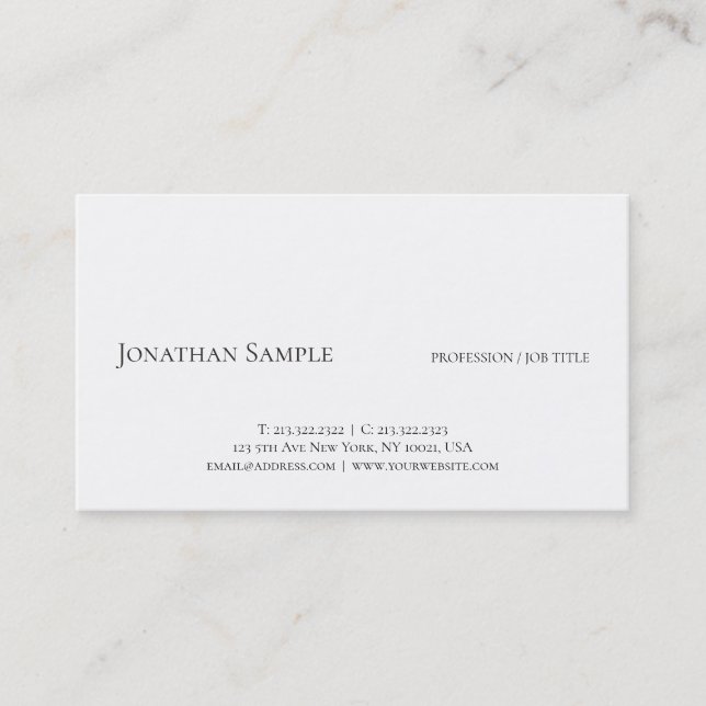 Modernes, Berufliches, einfaches Template elegant Visitenkarte (Vorderseite)