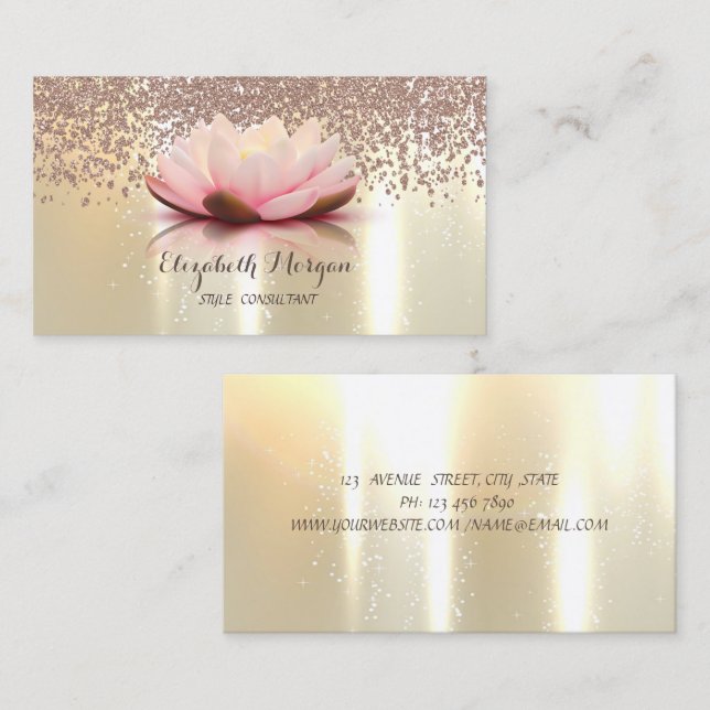 Modernes Berufliches Elegant, Diamanten, Lotus Visitenkarte (Vorne/Hinten)