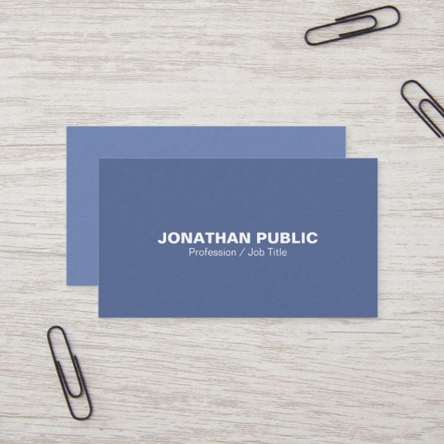Modernes berufliches elegantes Blau ultra dick Visitenkarte (Vorderseite/Rückseite Beispiel)