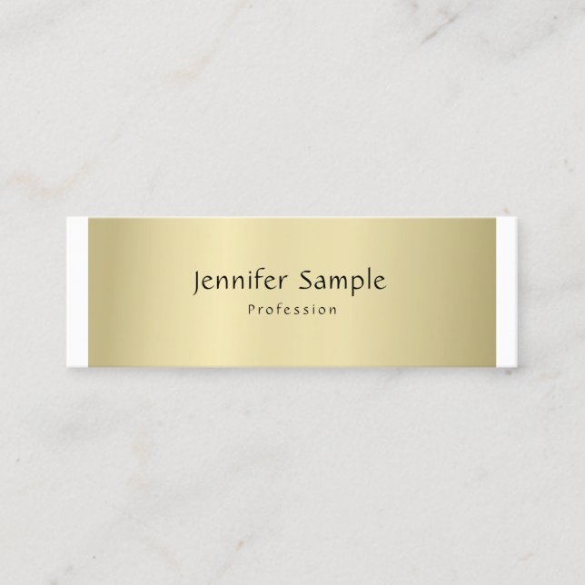 Modernes Berufliches Elegantes Gold Look Minimal Mini Visitenkarte (Vorderseite)