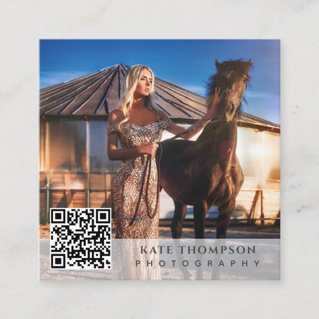 Modernes Berufliches Foto QR Quadratische Visitenkarte (Vorderseite)