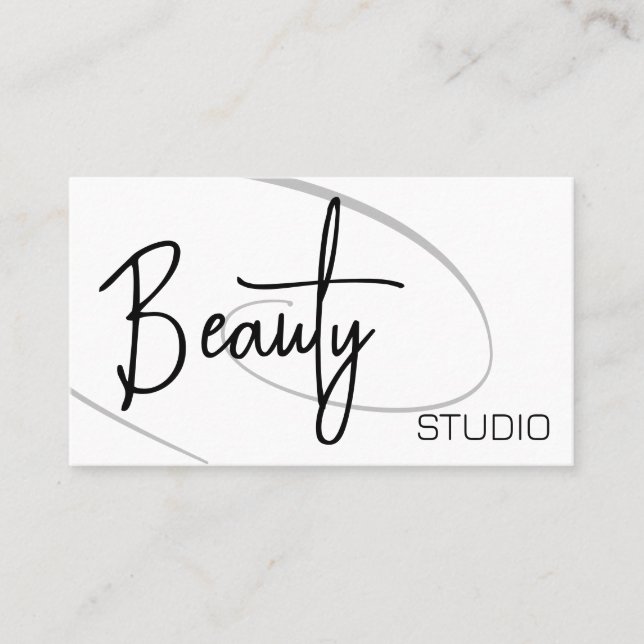 Modernes Berufliches Friseurstudio Schwarz-weiß Visitenkarte (Vorderseite)