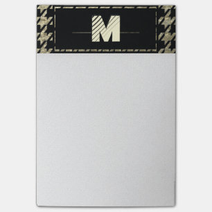 Modernes berufliches Hahnentrittmuster-Monogramm Post-it Klebezettel