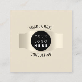 Modernes Berufliches, hellfarbenes Logo für Elfenb Quadratische Visitenkarte