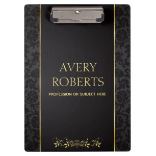Modernes Berufliches Metallisches Schwarzes Gold Klemmbrett