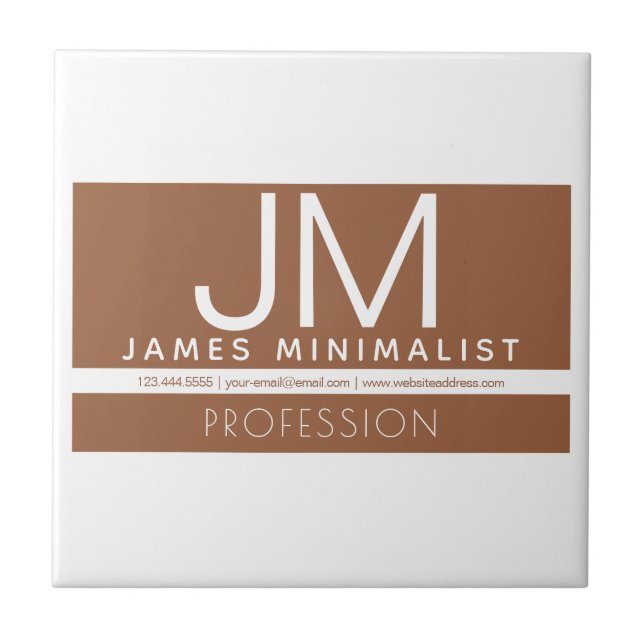Modernes Berufliches Minimaldesign | Braun und Wei Fliese (Vorderseite)