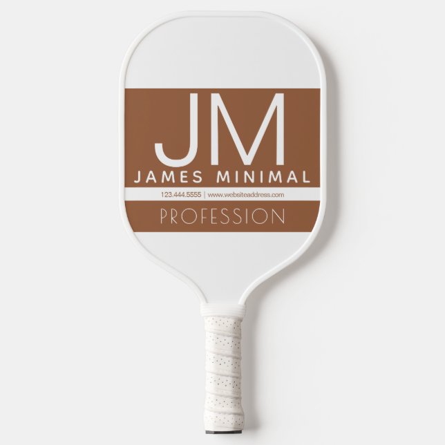 Modernes Berufliches Minimaldesign | Braun und Wei Pickleball Schläger (Vorderseite)