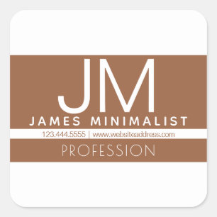 Modernes Berufliches Minimaldesign Braun und Wei Quadratischer Aufkleber
