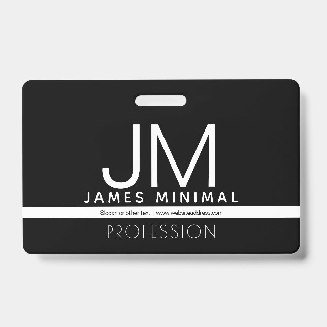 Modernes Berufliches Minimaldesign | Schwarz und W Ausweis (Front)