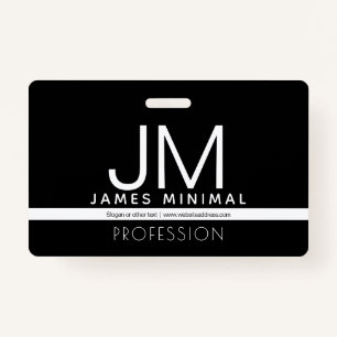 Modernes Berufliches Minimaldesign   Schwarz und W Ausweis