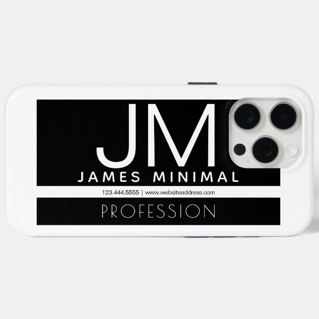 Modernes Berufliches Minimaldesign | Schwarz und W Case-Mate iPhone Hülle (Rückseite (Horizontal))