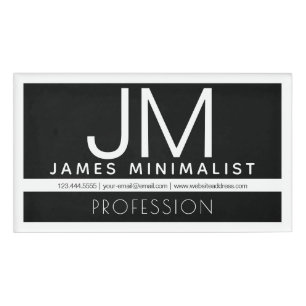 Modernes Berufliches Minimaldesign Schwarz und W Namenschild