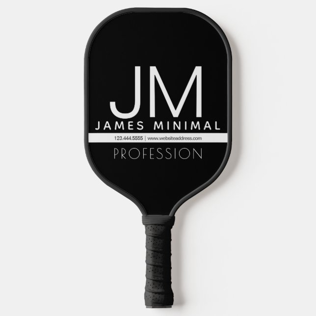 Modernes Berufliches Minimaldesign | Schwarz und W Pickleball Schläger (Vorderseite)