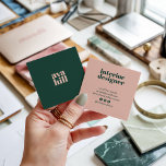 Modernes berufliches, minimalistisches grün-rosa L Quadratische Visitenkarte<br><div class="desc">Modernes berufliches, minimalistisches grün-rosa Logo</div>