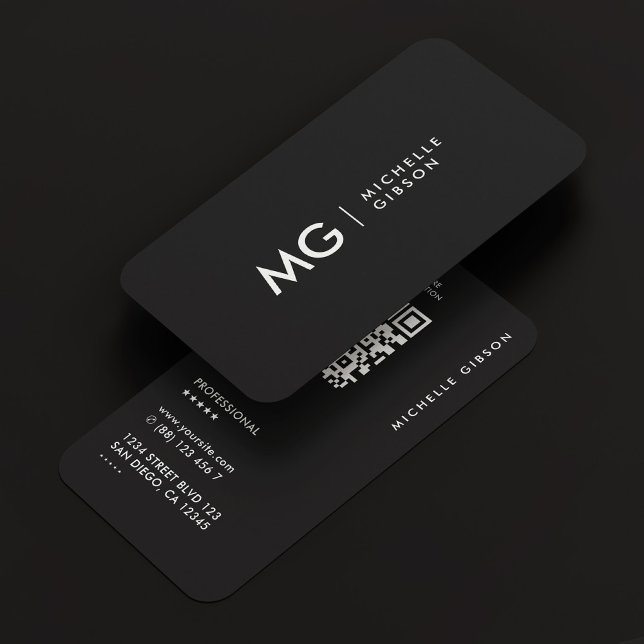 Modernes Berufliches Minimalistisches Marketing Bl Visitenkarte (Modern Professional Minimalist Marketing Black QR Business Card
)