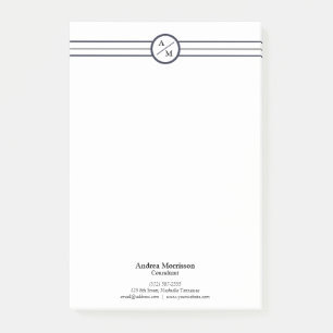 Modernes Berufliches Monogramm Post-it Klebezettel