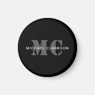 Modernes Berufliches Monogramm Schwarz/Weiß Magnet