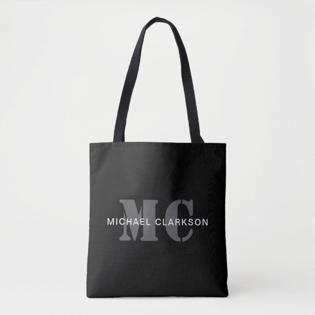Modernes Berufliches Monogramm Schwarz/Weiß Tasche (Vorderseite)