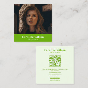 Modernes Berufliches QR-Foto für kaltgrün Quadratische Visitenkarte