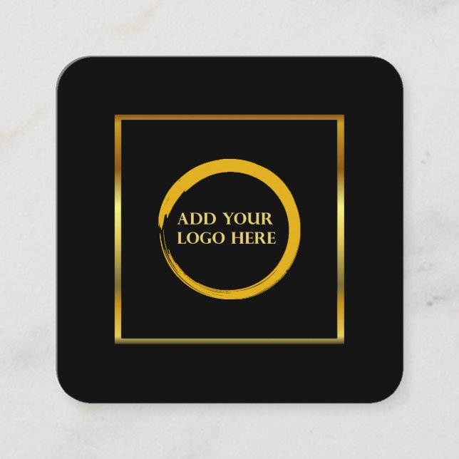 Modernes, berufliches Schwarz-Gold-Logo Quadratische Visitenkarte (Vorderseite)