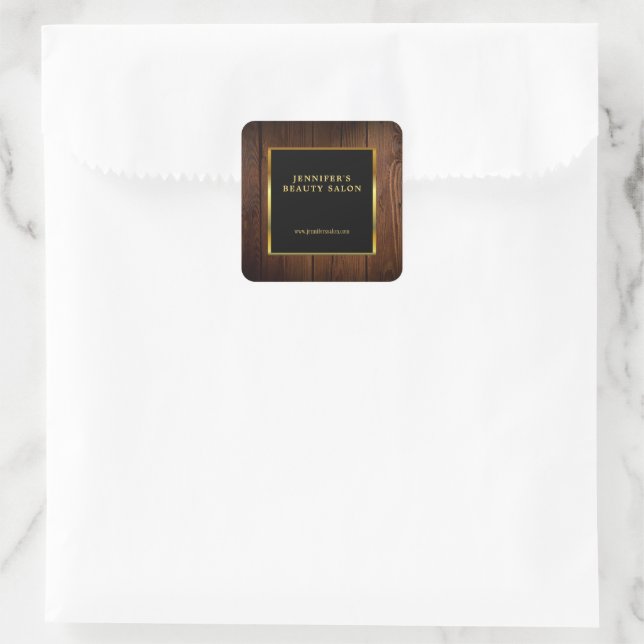 Modernes berufliches Werbematerial für Schwarzgold Quadratischer Aufkleber (Tasche)