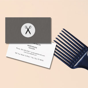 Modernes Beschaffenheits-Grau Scissor Hairstylist Visitenkarte