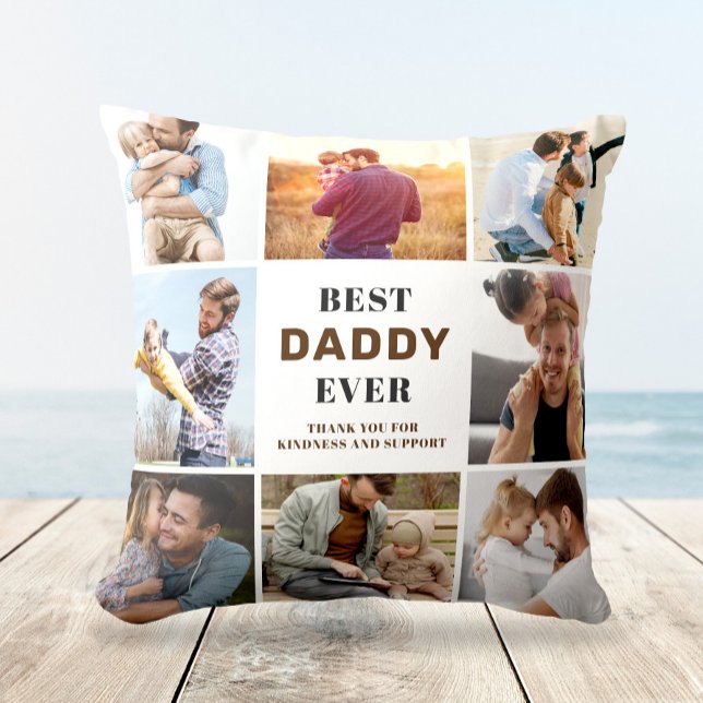 Modernes BEST DADDY Foto Collage Gift Throw Kissen (Von Creator hochgeladen)