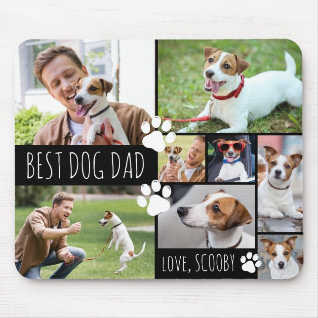 Modernes BEST DOG VATER 8 Fotos Personalisiert Mousepad (Vorne)