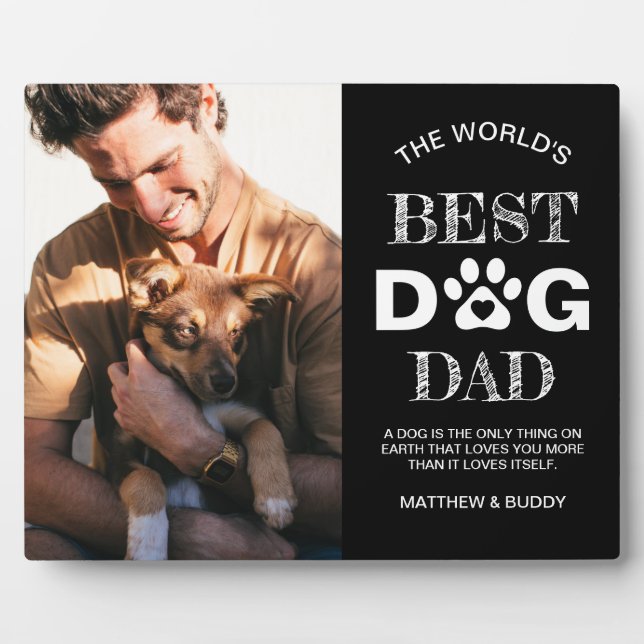 Modernes "Best Dog Vater" Foto & Quote Plaque Fotoplatte (Vorderseite)