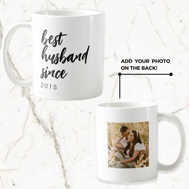 Modernes Best Husband seit Foto Pinselschrift Kaffeetasse (Von Creator hochgeladen)
