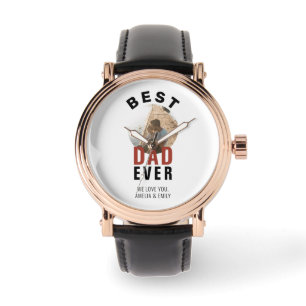Modernes Best Vater Jeden Vatertag Runde Foto Armbanduhr