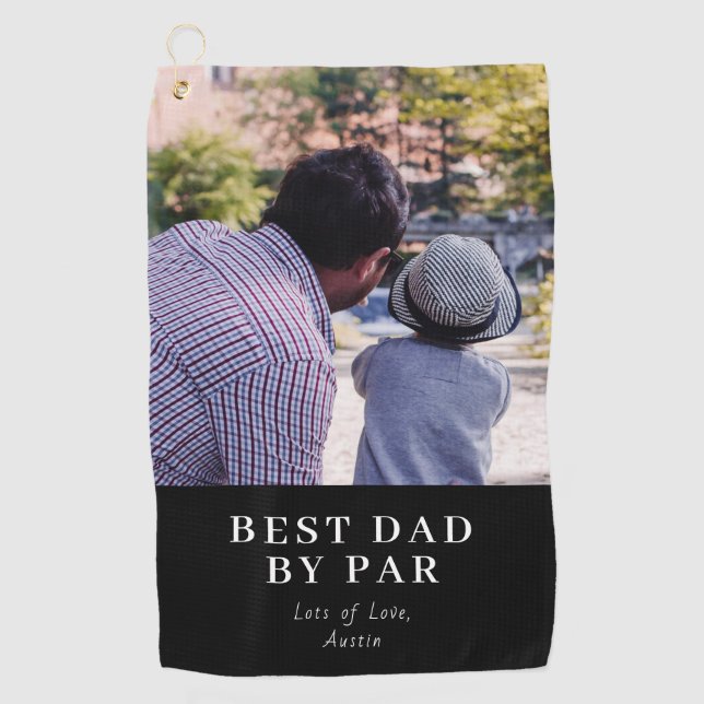 Modernes Best Vater Par Personalisiert Foto Golfhandtuch (Vorderseite)