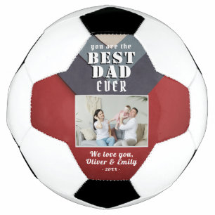Modernes Best Vater Red Blue Family Foto Fußball