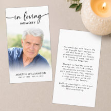 Modernes Bestattungs-Foto Love Memory Prayer Card