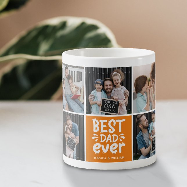 Modernes 'Bester Vater je' 9 Foto Keepake Kaffeetasse (Von Creator hochgeladen)