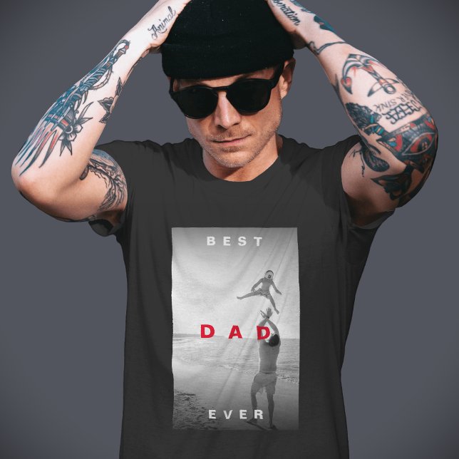 Modernes, bester Vater je Foto Monochrome T-Shirt (Von Creator hochgeladen)