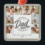 Modernes Bestes Vater je Fotomaterial Ornament Aus Metall<br><div class="desc">Zeigen Sie Papa, wie viel Sie ihn mit dieser phantastischen Foto Collage mit Platz für 8 besondere Fotos und das Sprichwort besten Papa je Liebe. Personalisieren Sie mit Name und Jahr. Features große Typografie und handgeschriebene Skript für das Wort Papa!</div>