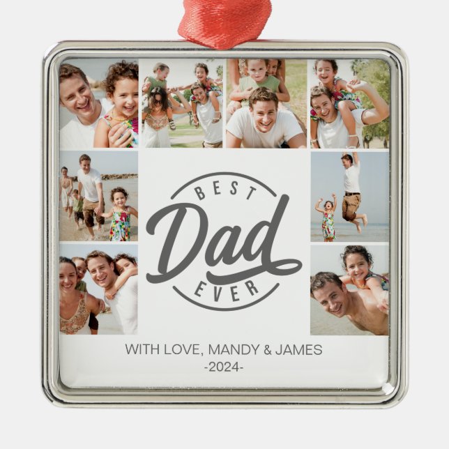 Modernes Bestes Vater je Fotomaterial Ornament Aus Metall (Vorne)