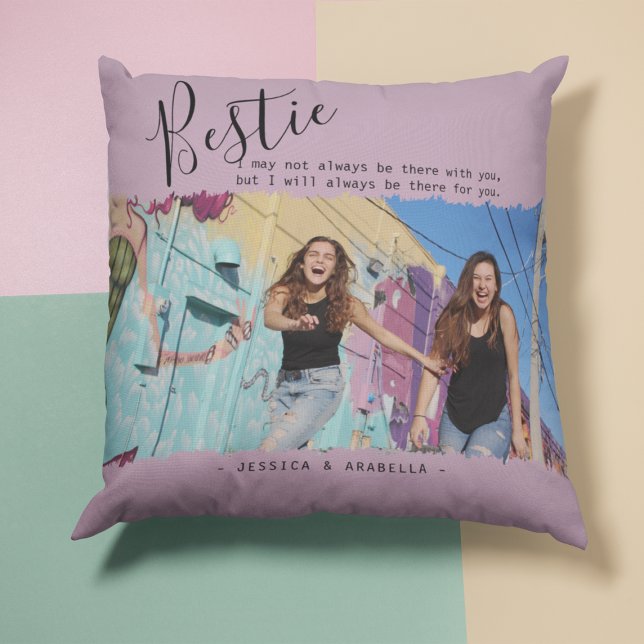 Modernes Bestie Quote Foto Personalisierte BESTE F Kissen (Von Creator hochgeladen)