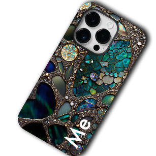 Modernes Bio Bling, botanisch, Aquamarin, Gold Case-Mate iPhone 14 Pro Hülle