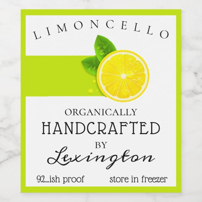Modernes, Bio, hausgemachte Limoncello-Flascheneti Weinetikett (Einzelnes Label)