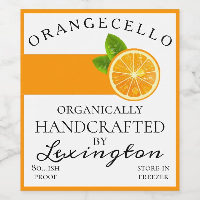 Modernes Bio Orangecello Tall Flasche Label | Weinetikett (Einzelnes Label)