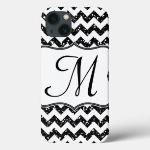 Modernes Blac Glitt Zickzack Girly Monogram IPAD C Case-Mate iPhone Hülle