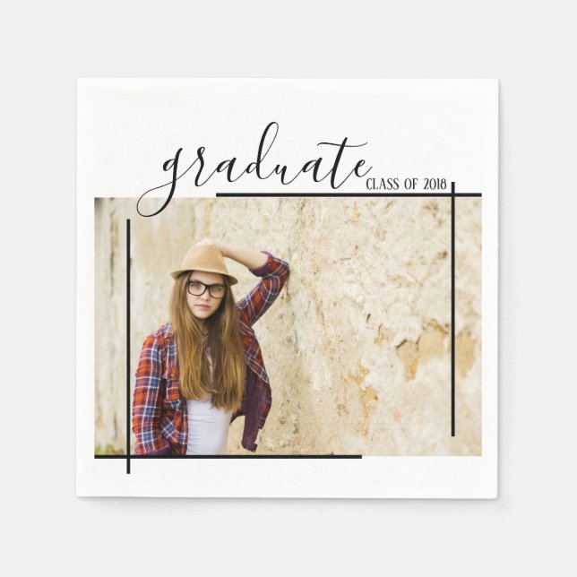 Modernes Black Abstrakt Abschluss Foto Napkins Serviette (Vorderseite)