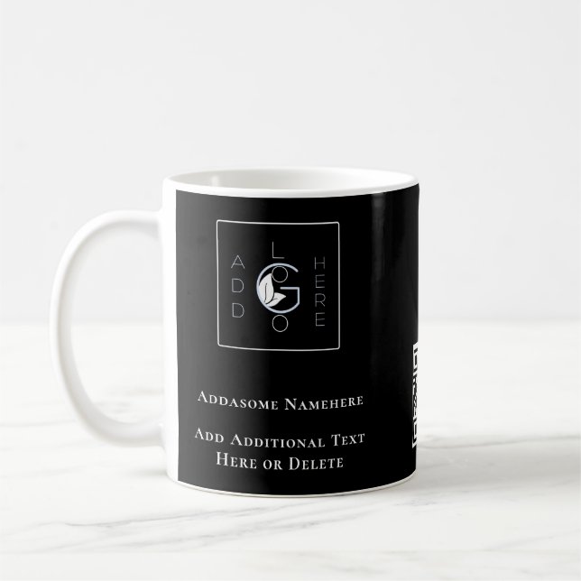Modernes Black Add Your Logo Business Marketing Kaffeetasse (Links)
