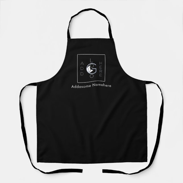 Modernes Black Add Your Logo Business Marketing Schürze (Vorderseite)