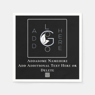 Modernes Black Add Your Logo Business Marketing Serviette