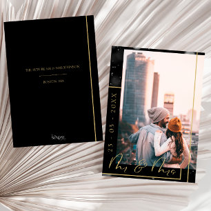 Modernes Black and Gold Wedding Foto Save The Date